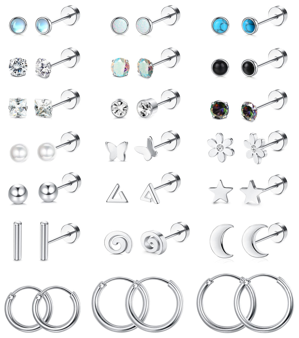 LOLIAS flat-back screw-back earrings pack for secure daily wear.