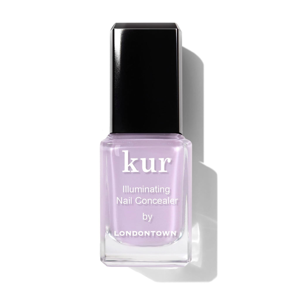 Londontown Lavender Illuminating Nail Concealer bottle shows a brightening effect for discolored nails.
