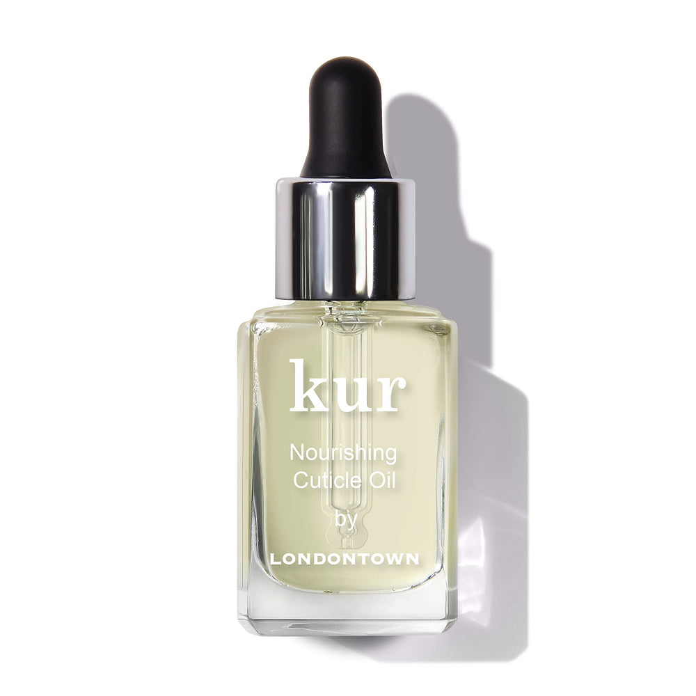 LONDONTOWN Nourishing Cuticle Oil bottle with fast-absorbing hydration for dry cuticles.