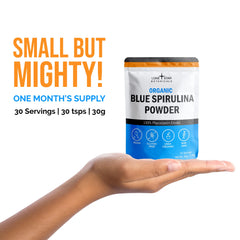 Lone Star Botanicals blue spirulina powder scoop to add vibrant color and nutrition