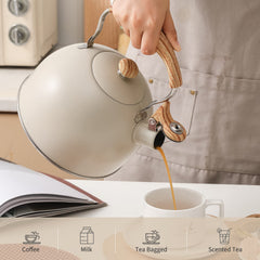 Lonffery Tea Kettle, 2.5-quart capacity, ideal for serving families with fewer refills.