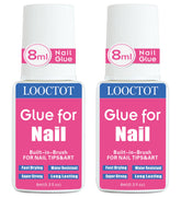 LOOCTOT nail glue with built-in brush for smooth tip application