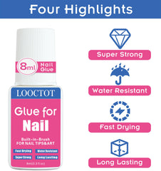 LOOCTOT nail glue dries clear and is waterproof after curing