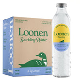 Loonen spring-sourced sparkling water bottle, crisp hydration from a pristine source.