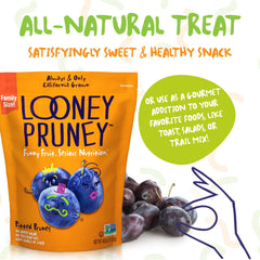 Looney Pruney pitted prunes in lunchbox offer a nutritious on-the-go option.