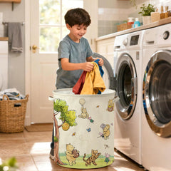 Lopeastar Winnie Bear basket close-up of removable PE liner and wipe-clean surface.
