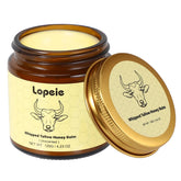 Lopeie beef tallow jar close-up showing nourishing formula for dry skin.