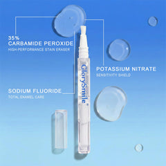 LoQFA teeth whitening pen close-up highlighting a slim, precise application tip.