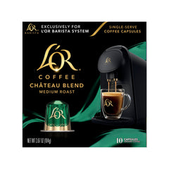 L'OR Chateau Medium Roast pods in a 10-pack for quick, consistent home brewing