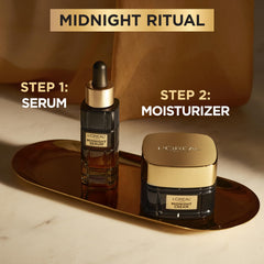 L'Oreal Paris Age Perfect Midnight Cream being applied to the face with a smooth finish
