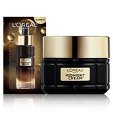 L'Oreal Paris Age Perfect Midnight Cream bottle close-up for overnight hydration.