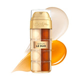 L'Oreal Paris Age Perfect Le Duo bottle closeup for radiant mature skin.
