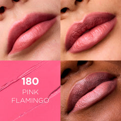L'Oreal Paris Colour Riche Pink Flamingo swatches highlight rich pigment and moisturized lips.