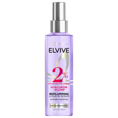 L'Oreal Paris Elvive Hyaluron Plump serum bottle providing daily moisture for dry hair.