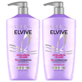L'Oreal Paris Elvive Hyaluron Plump shampoo bottle delivering instant hydration.