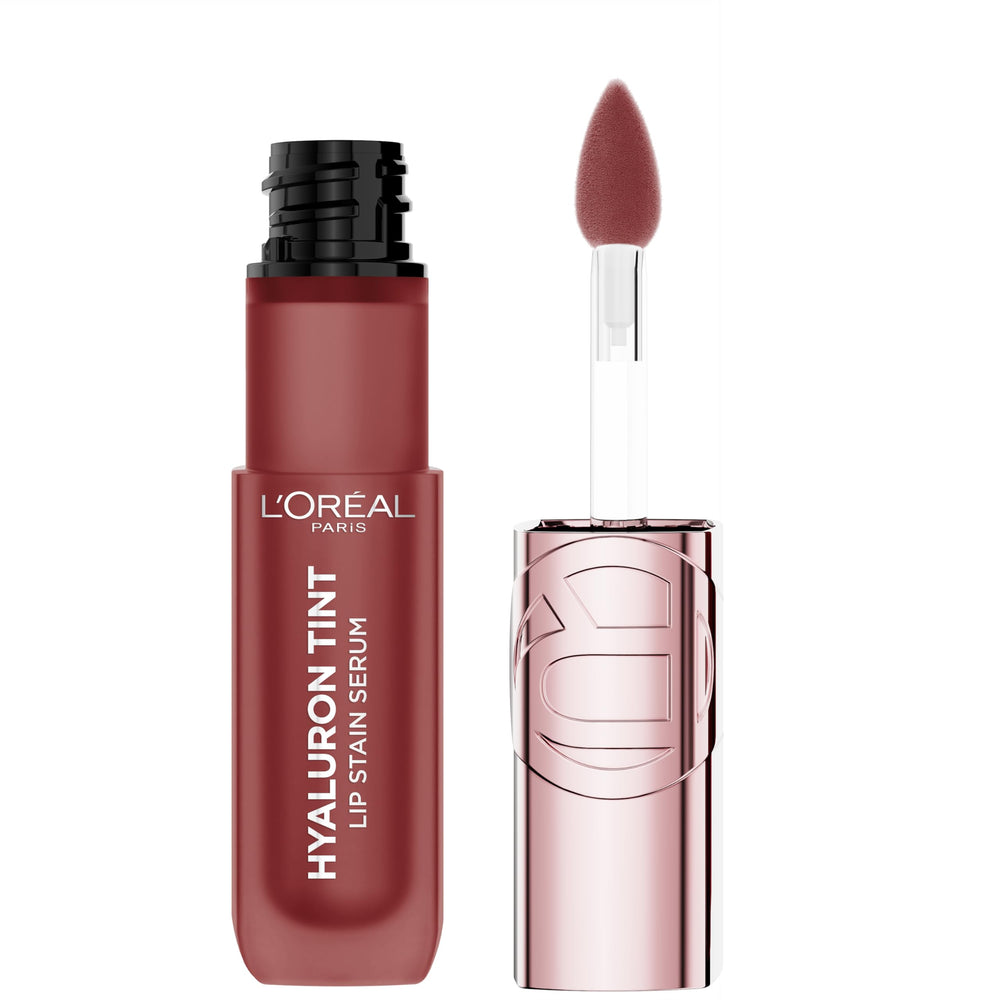 L'Oreal Paris Hyaluron Tint Lip Stain Serum 521 Bordeaux Please swatch shows rich color and hydration