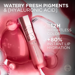 L'Oreal Paris Hyaluron Tint Lip Stain Serum creamy texture, soft finish.