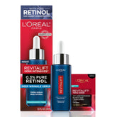 L'Oreal Paris Revitalift night serum bottle highlights potent retinol for wrinkle care