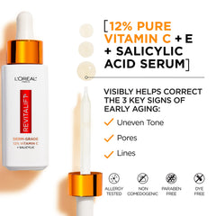 Close-up of Revitalift serum on skin showing bright, even texture