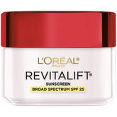 L’Oréal Paris Revitalift SPF25 moisturizer packaging close-up for daily sun protection.