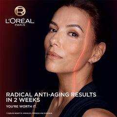 L'Oreal Paris Revitalift Triple Power texture close-up shows milky, fast-absorbing formula.