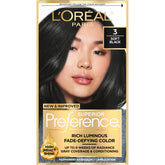 L’Oréal Paris Superior Preference soft black 3 color gel for precise, long-lasting color.