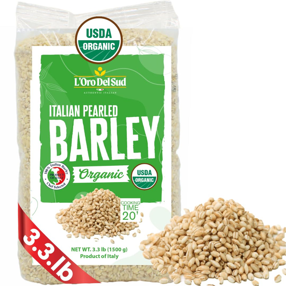 L'Oro Del Sud organic pearled barley bag for pantry staples and bulk meal prep