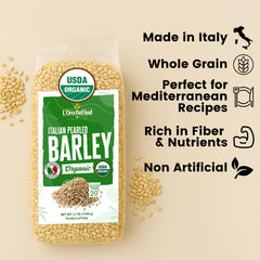 L'Oro Del Sud pearled barley risotto in a skillet
