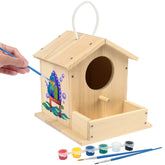 LotFancy Bird House Kit assembly view showing pre-drilled holes for easy build.