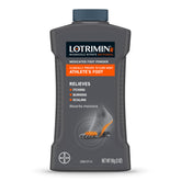 Lotrimin AF powder canister on shelf for easy foot fungus relief.
