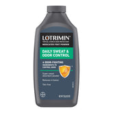 Lotrimin daily foot powder bottle showing all-day odor control and dryness.