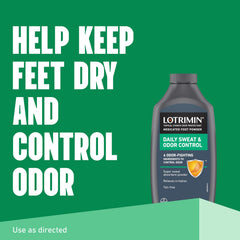 Lotrimin daily foot powder shaker ready for quick odor control and mess-free use.