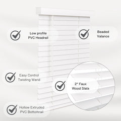 LOTUS & WINDOWARE 2-inch slats close-up shows smooth, textured faux wood.