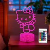 LOUHH Kitty Night Light displaying 3D illusion for cozy ambience in a dark room