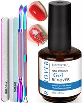 Louinstic gel nail remover bottle shows quick no-soak removal capability