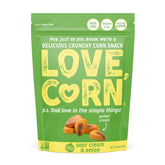 Love Corn Sour Cream & Onion front package showcasing a portable savory snack
