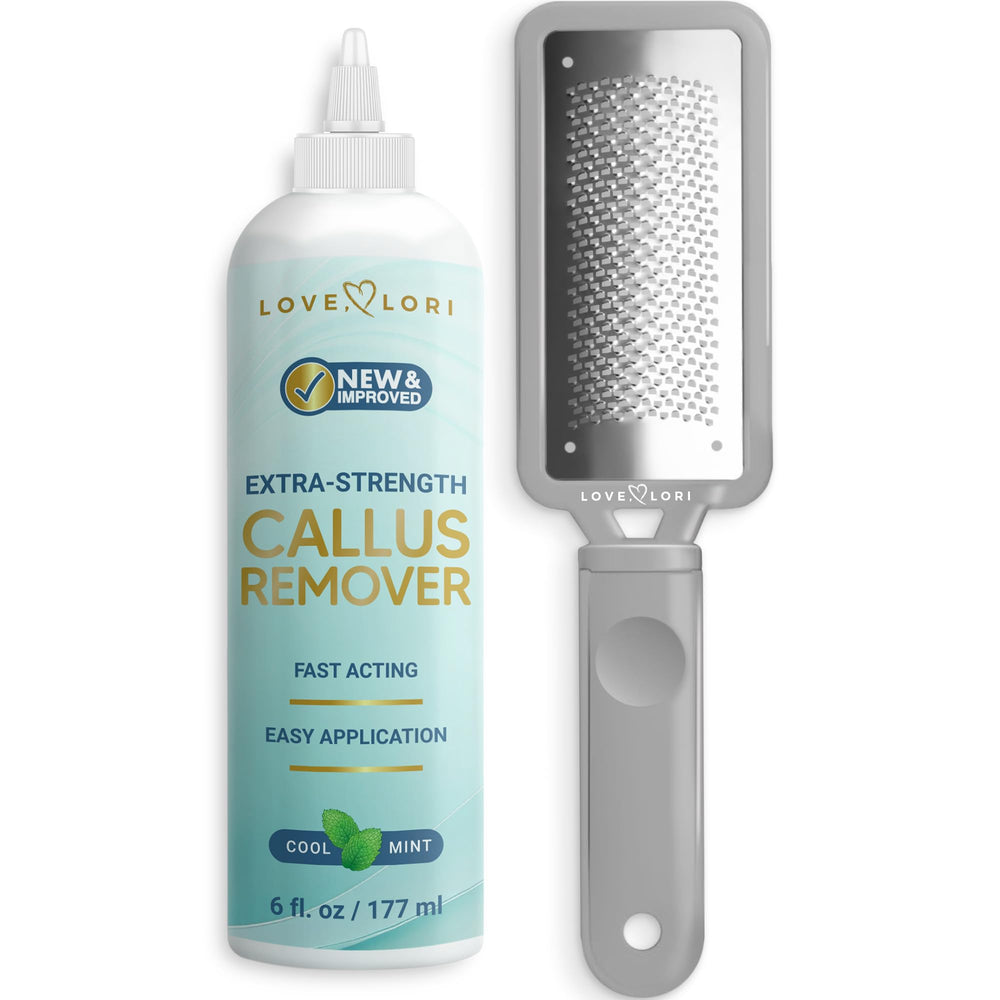 LOVE LORI foot callus remover kit packaging shown for at home spa foot care