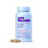 Love Wellness Bye Bye Bloat bottle front for bloating relief after meals.