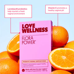 Love Wellness Flora Power suppository insert showing gentle vaginal application