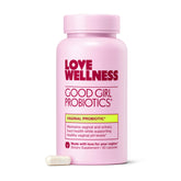 Love Wellness Good Girl Probiotics bottle for daily vaginal health support.