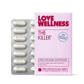 Love Wellness The Killer packaging box, discreet fragrance-free feminine care solution.