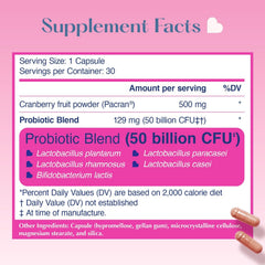 LOVEBUG probiotics women label highlights multi-strain formula for balanced intimate flora.