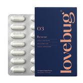 LoveBug Rescue boric acid suppositories packaging for discreet, convenient intimate care