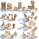 LOVEINUSA dollhouse lounge chair, durable natural wood for imaginative play.