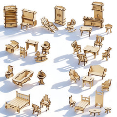 LOVEINUSA dollhouse lounge chair, durable natural wood for imaginative play.