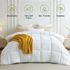 Lovsoul queen comforter folded in basket emphasizing easy care and storage