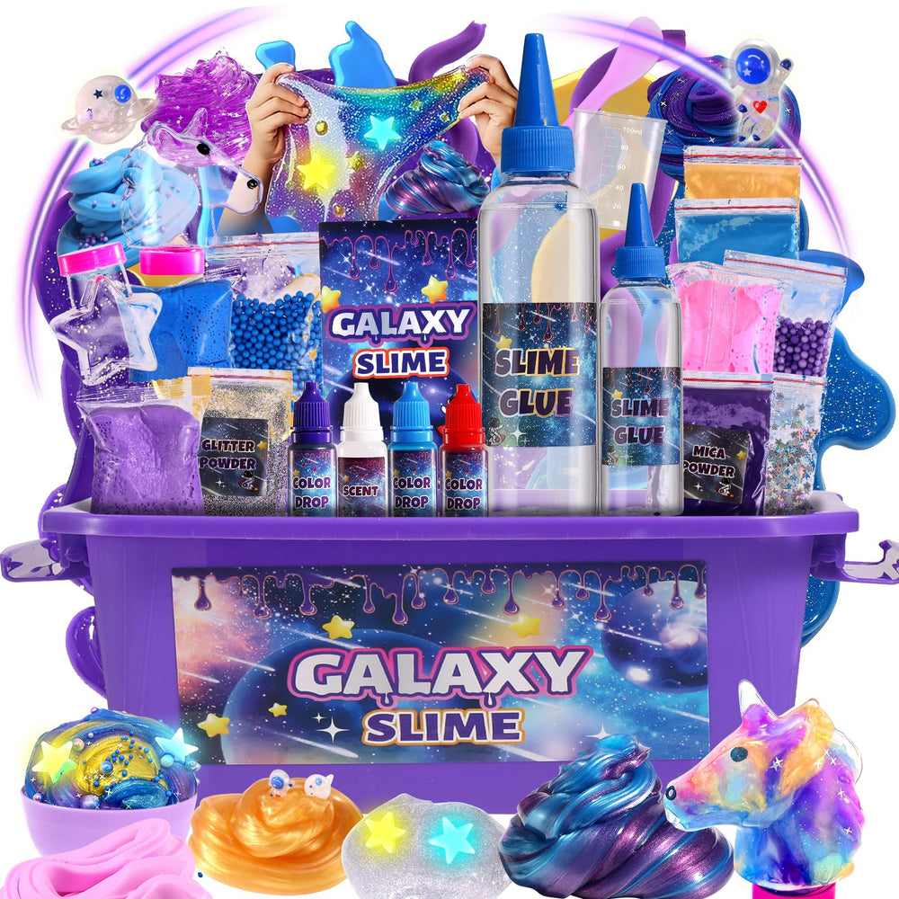 LPFEZRS mini galaxy slime kit glow-in-the-dark stickers enhance nighttime play