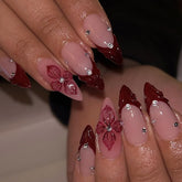 LPOODDNU red French tip almond press-on nails for salon-like results at home