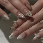 LPOODDNU white French tip almond press-on nails for a quick salon-look manicure