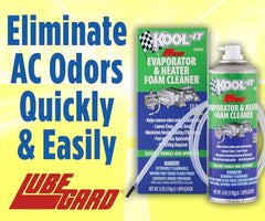 Lubegard Kool-It evaporator cleaner applied near vents promotes fresh cabin air.